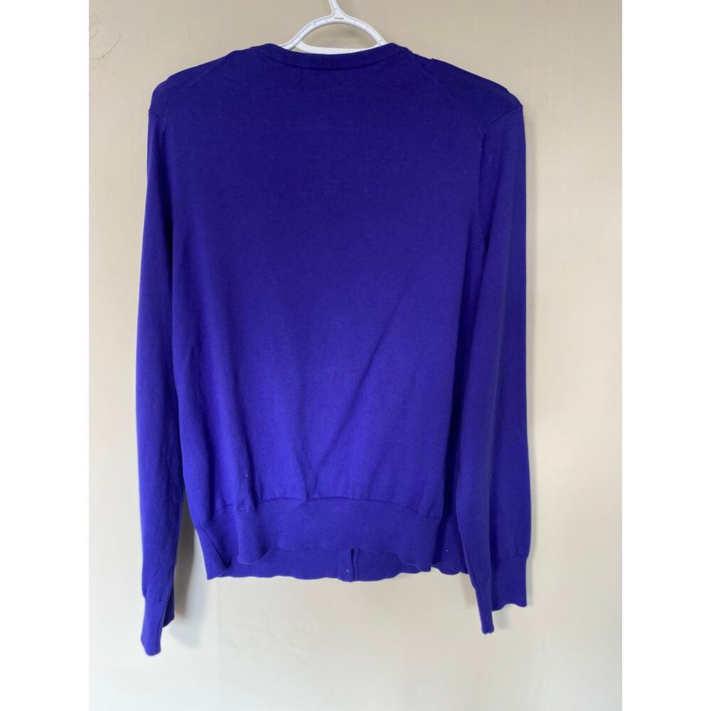 Lands End Purple Classic Button Up Cardigan XL 18 Feminine Cotton Blend - Picture 4 of 7